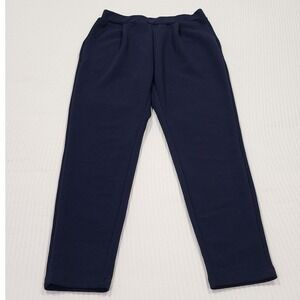 SHEIN Navy Blue Textured Knit Tapered Pants Womens Size 6 Medium Pleated Front